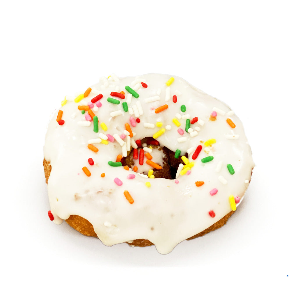 white sprinkled donut