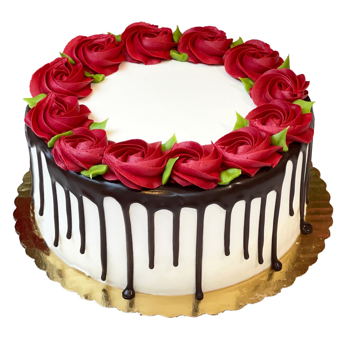 Red Roses Chocolate Drip Cake