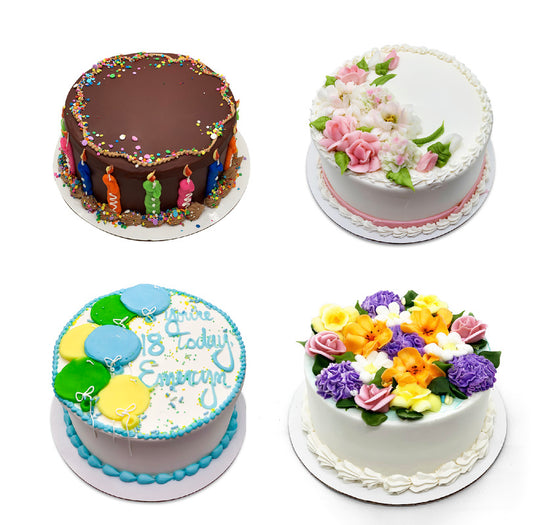 Flowers / Balloons / Candles Round Cake